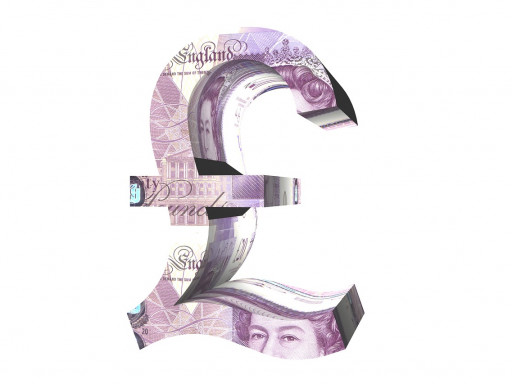 Pound symbol with bank note background.