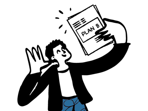 Illustration of man holding plan b.