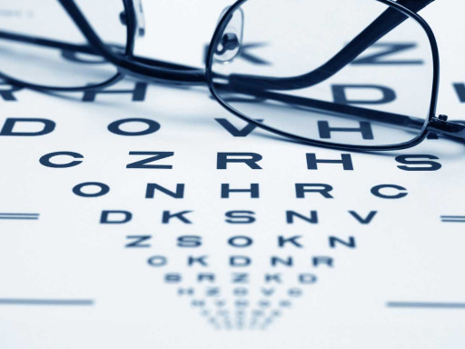 Pair of glasses on top of a jaeger eye chart.